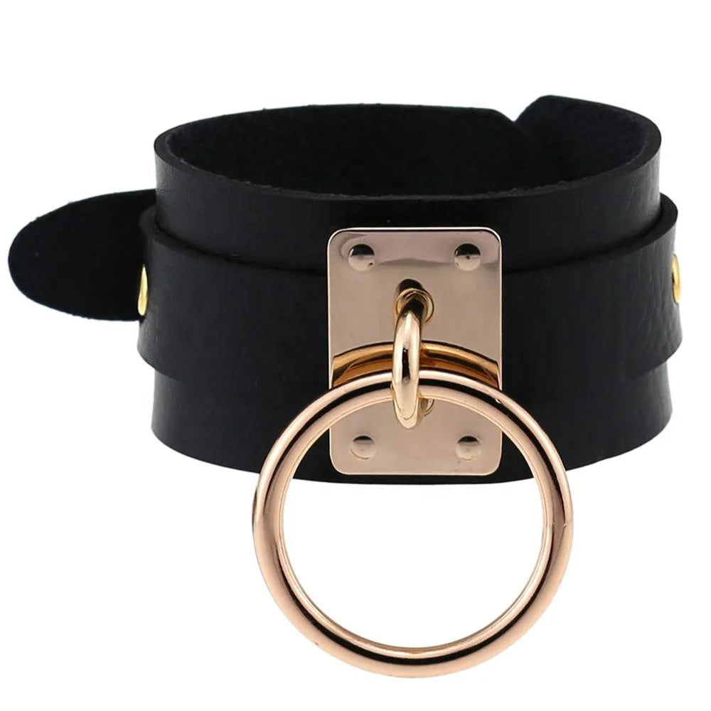 Gold O-Ring Bondage Bracelet - Shadow Threadz Crypt