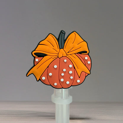 Polka Dot Pumpkin Straw Topper