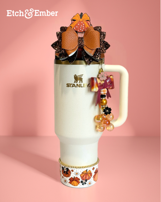 Polka Dot Pumpkin Straw Topper