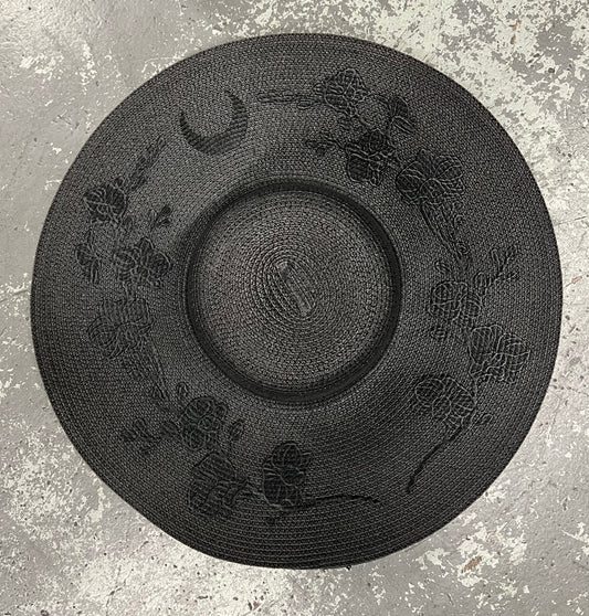 Floppy Sun Hat - XL Brim - Orchids - Black on Black