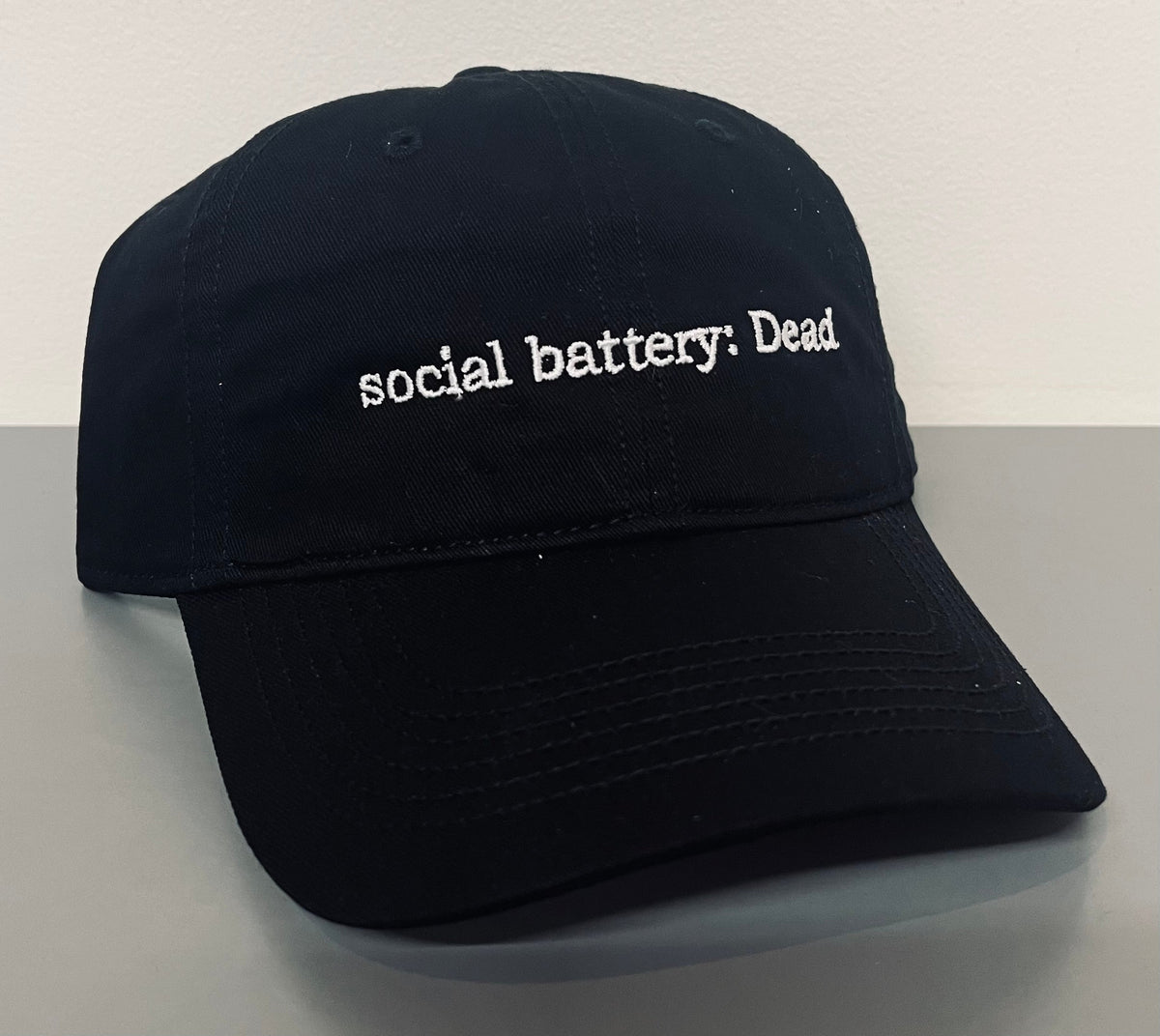 Social Battery: Dead - Embroidered Dad Hat