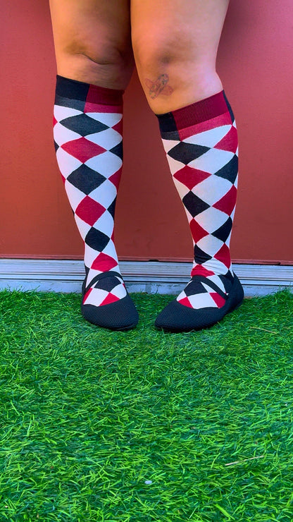 Haunting Harlequin Knee High Socks
