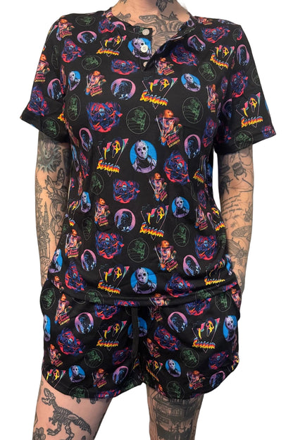 T-shirt Pajama 2 piece Set - 80's Horror