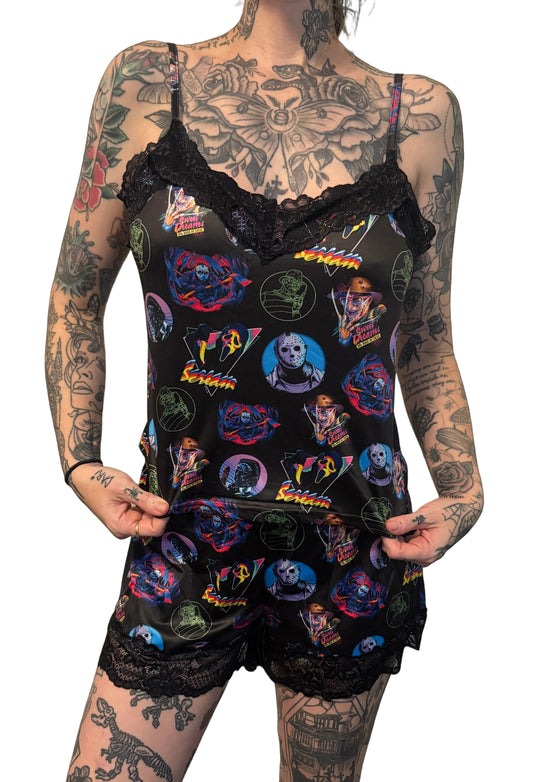 Lace Cami Pajama 2 piece Set - 80's Horror
