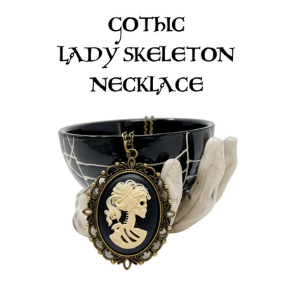 Gothic Lolita Lady Skeleton Necklace Victorian Cameo