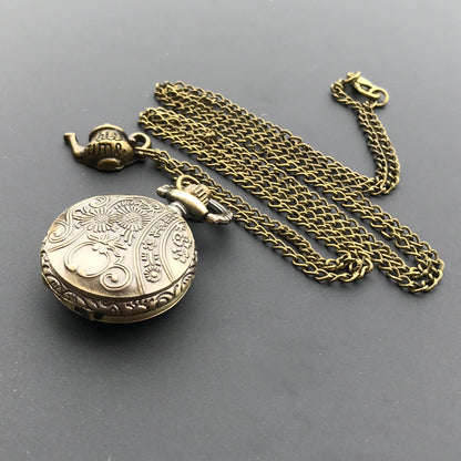 Alice Inspired Pocket Watch Necklace Vintage Steampunk Jewelry