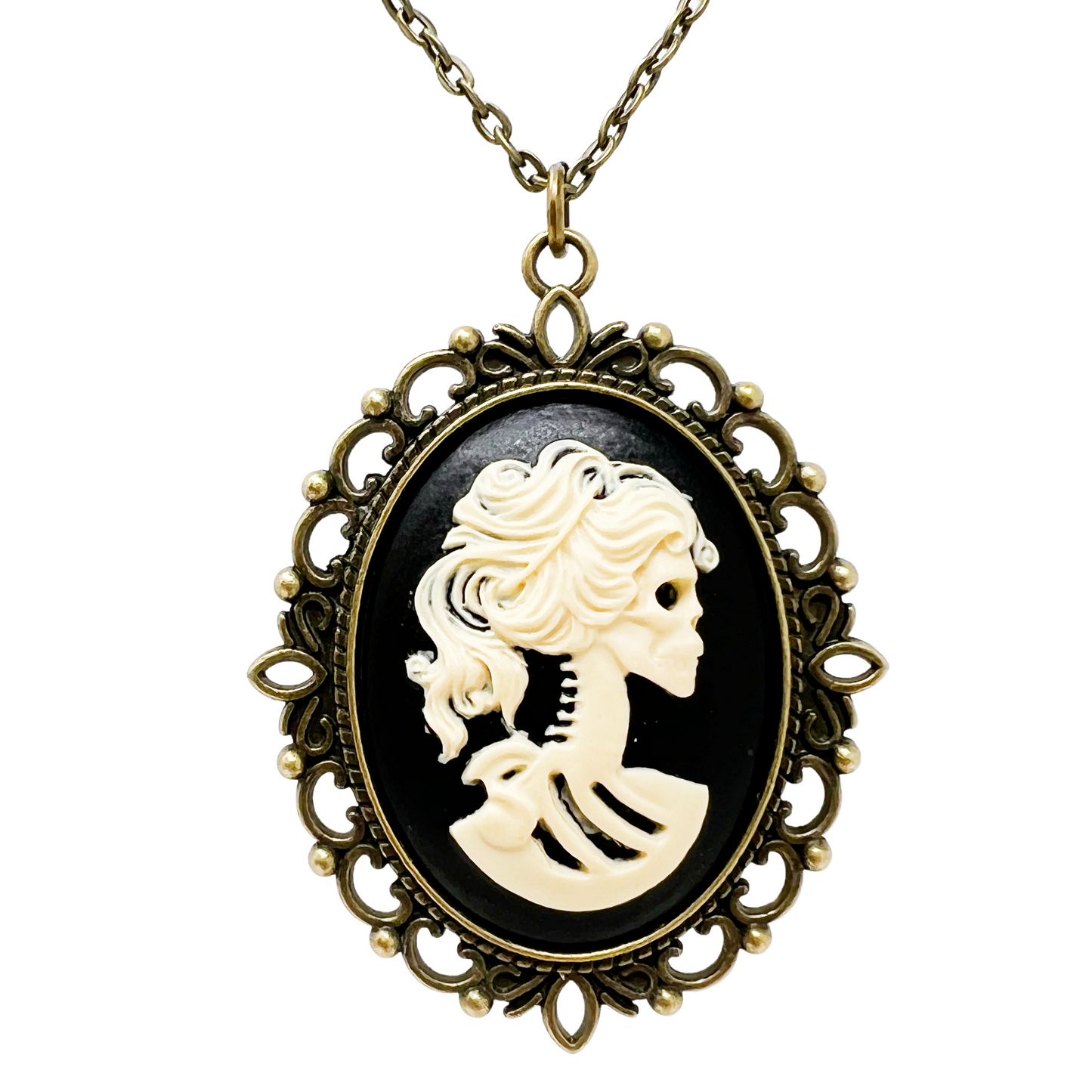 Gothic Lolita Lady Skeleton Necklace Victorian Cameo