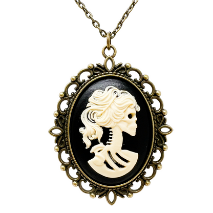 Gothic Lolita Lady Skeleton Necklace Victorian Cameo