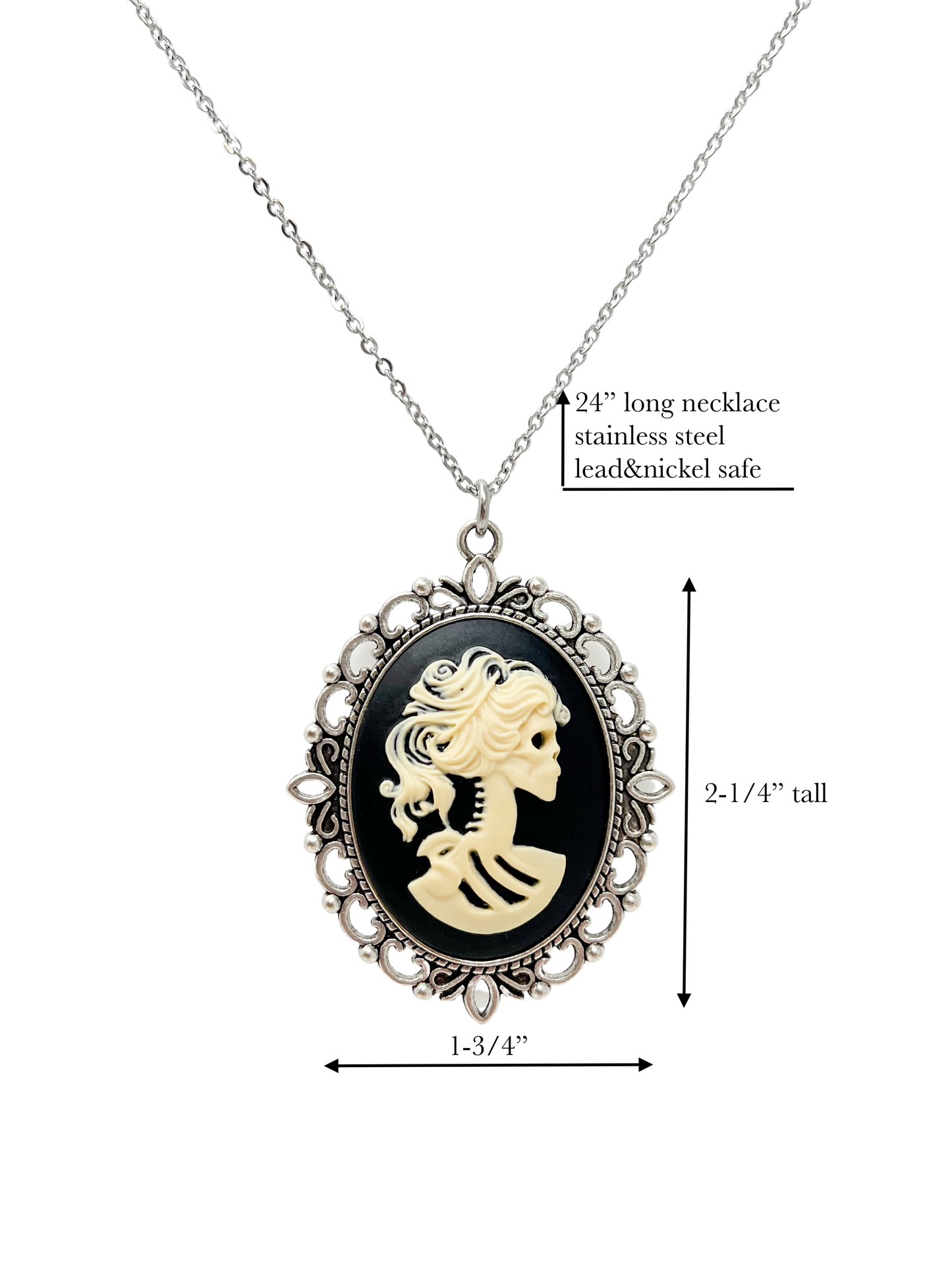 Gothic Lolita Lady Skeleton Necklace Victorian Cameo