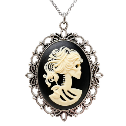 Gothic Lolita Lady Skeleton Necklace Victorian Cameo
