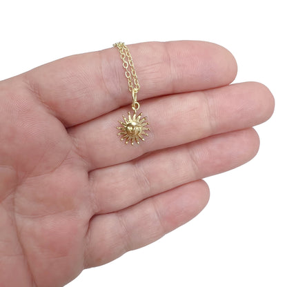 Sun Necklace Gold Happy Sunshine Pendant Celestial Dainty Jewelry