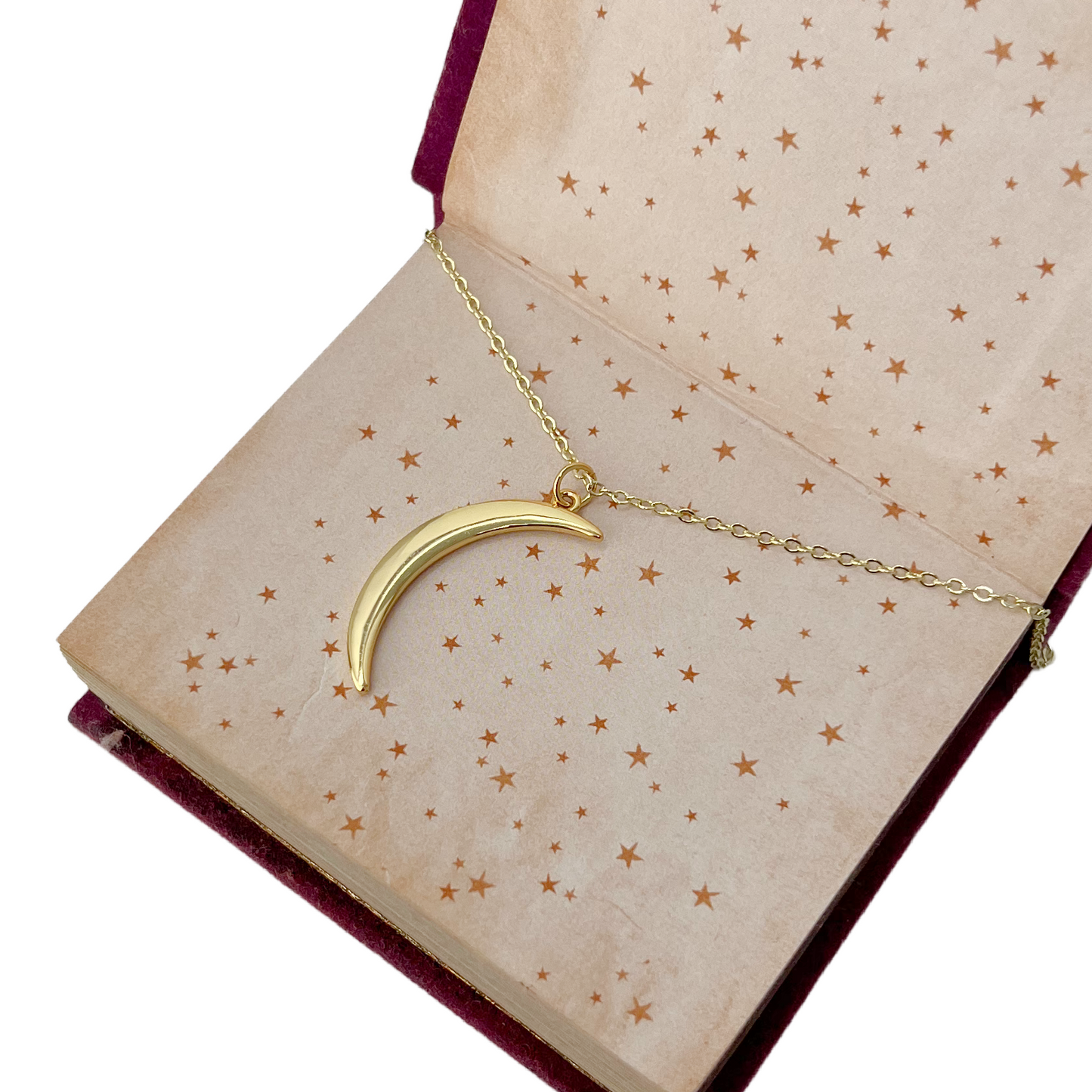 Vintage Style Crescent Horn Necklace Gold Jewelry