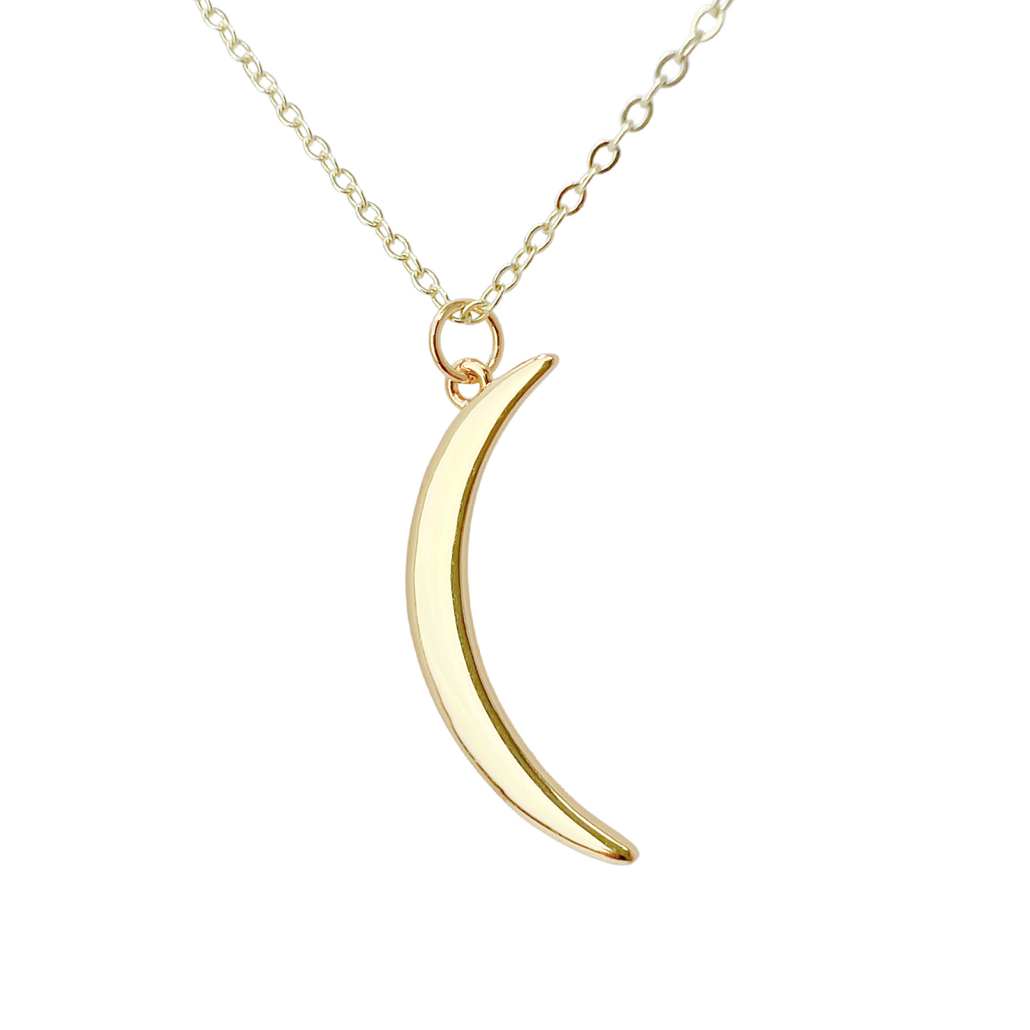 Vintage Style Crescent Horn Necklace Gold Jewelry