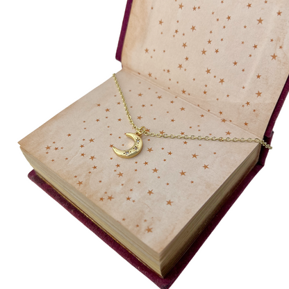 Vintage Crescent Moon Necklace Gold Celestial Minimalist Jewelry