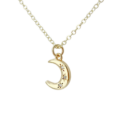 Vintage Crescent Moon Necklace Gold Celestial Minimalist Jewelry