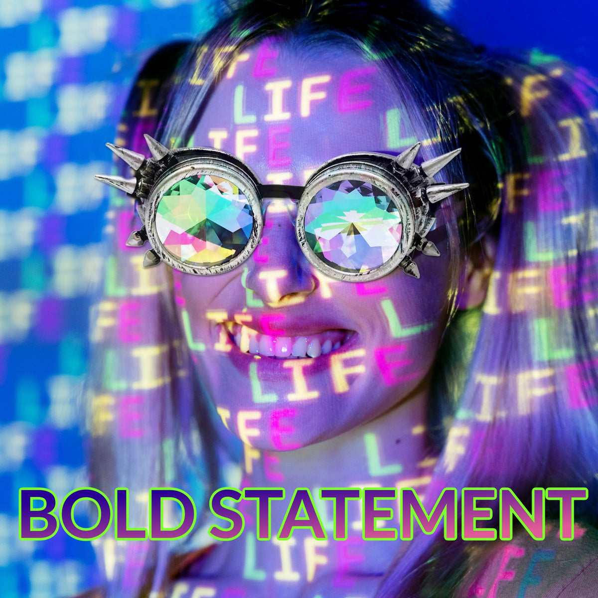 Spiked Rave Goggles – Festival Kaleidoscope Eyewear