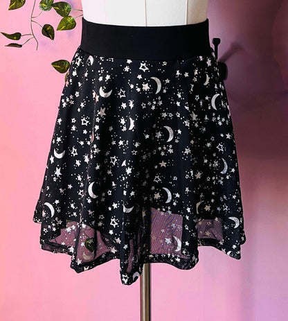The Morbid Mini Skort - Moon & Stars - Built In Shorts