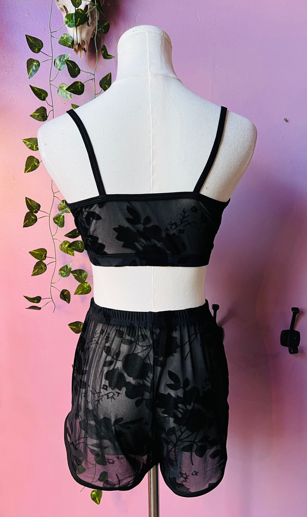 Sinister Gothic Floral Bra & Shorts