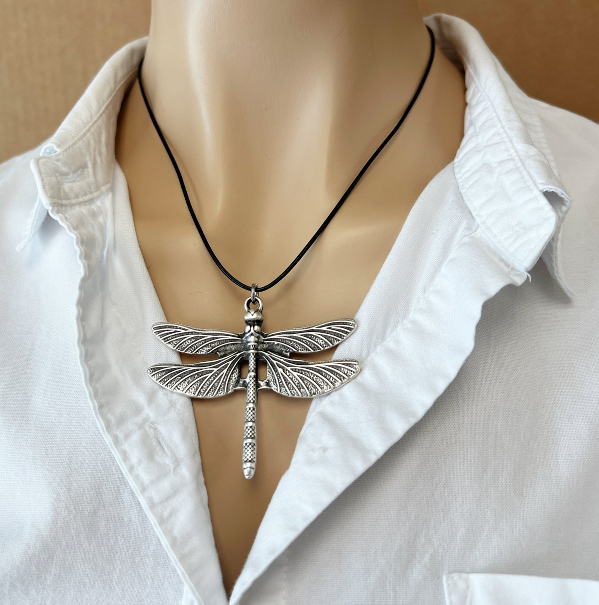 Boho Dragonfly Pendant Necklace Nature Inspired Statement Jewelry