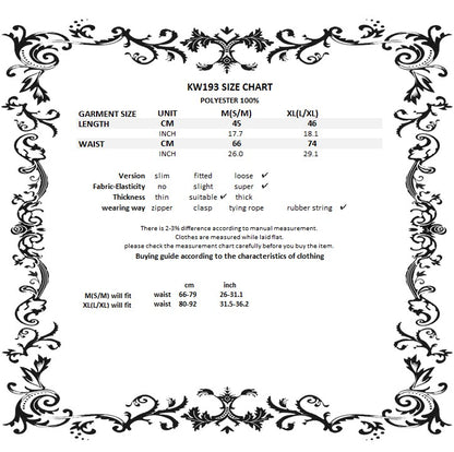 Velvet Wake Ruffled Mini Skirt size chart