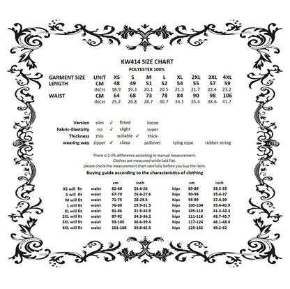 Ashen Tier Lace-Up Skirt size chart