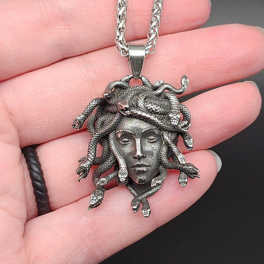 Gaze of the Medusa Cast Stainless Steel Pendant Necklace