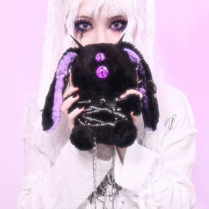 Cursed Bun-Bun One-Eyed Gothic Plush Crossbody Bag