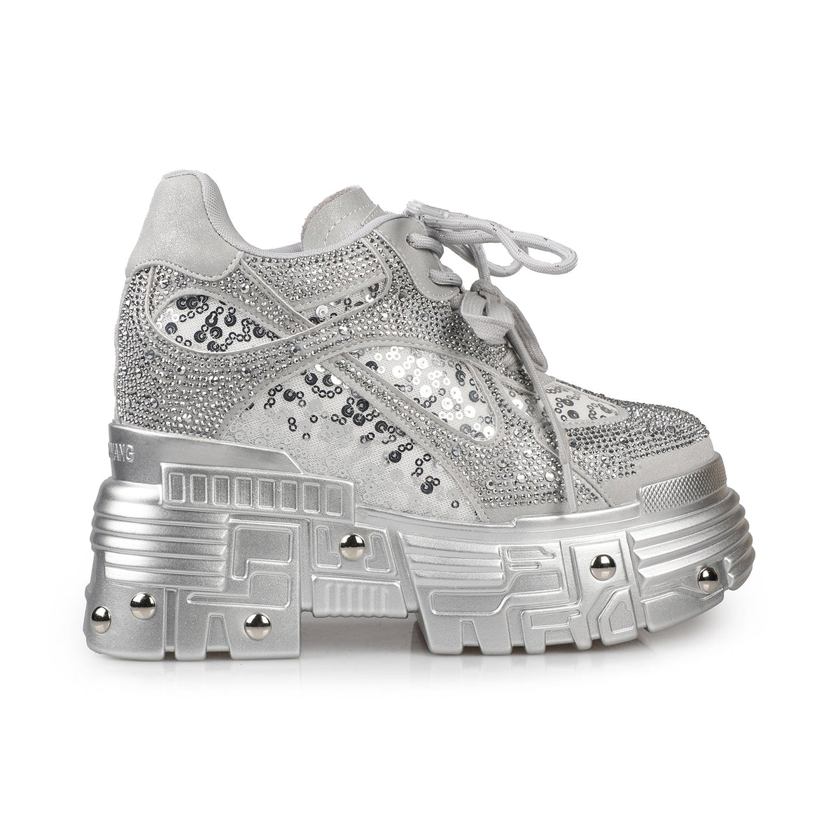 Chrome Cathedral Rhinestone Platform Sneakers