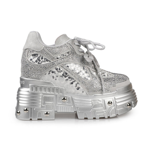 Chrome Cathedral Rhinestone Platform Sneakers