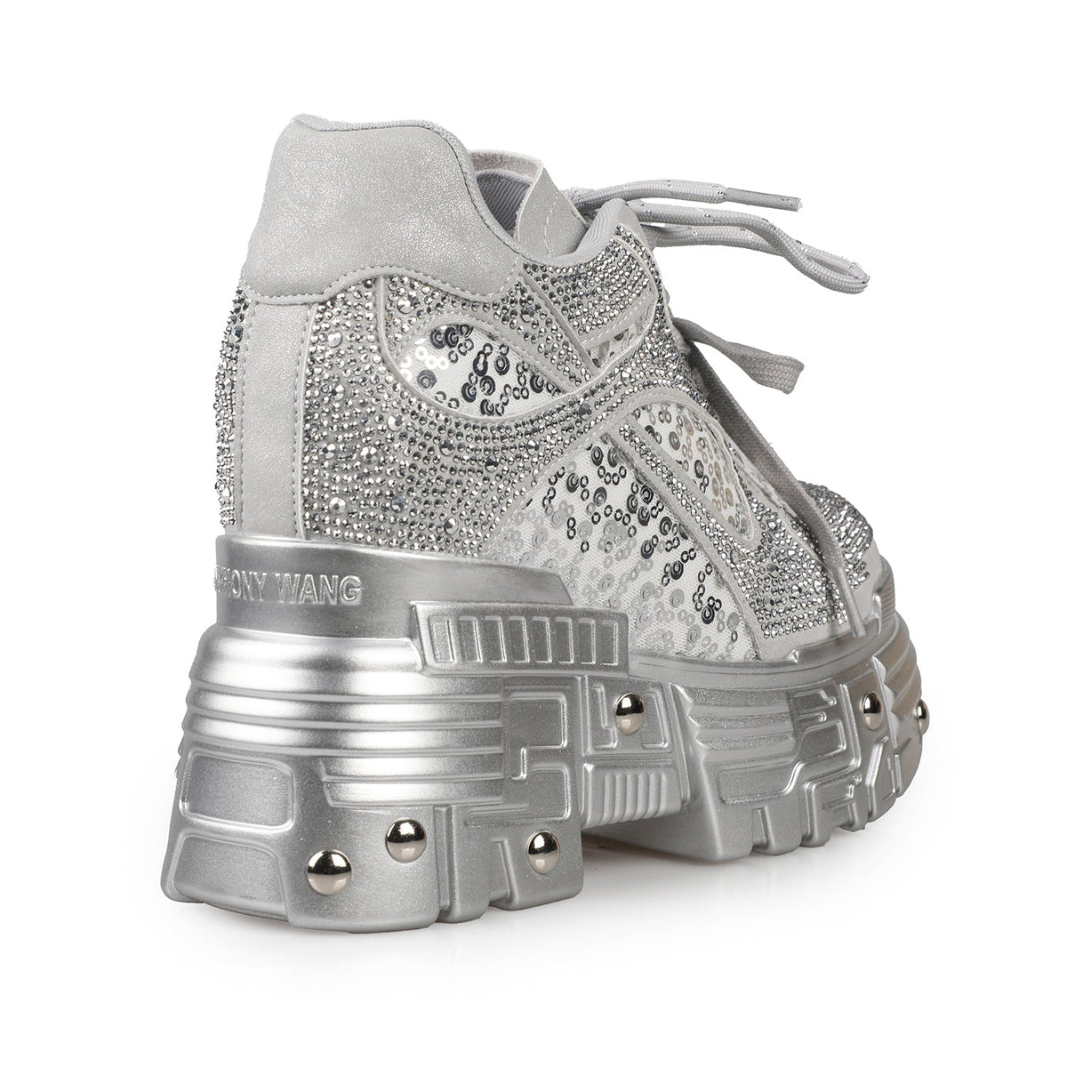Chrome Cathedral Rhinestone Platform Sneakers