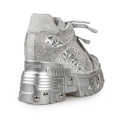 Chrome Cathedral Rhinestone Platform Sneakers
