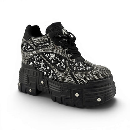 Blackout Glimmer Rhinestone Platform Sneakers