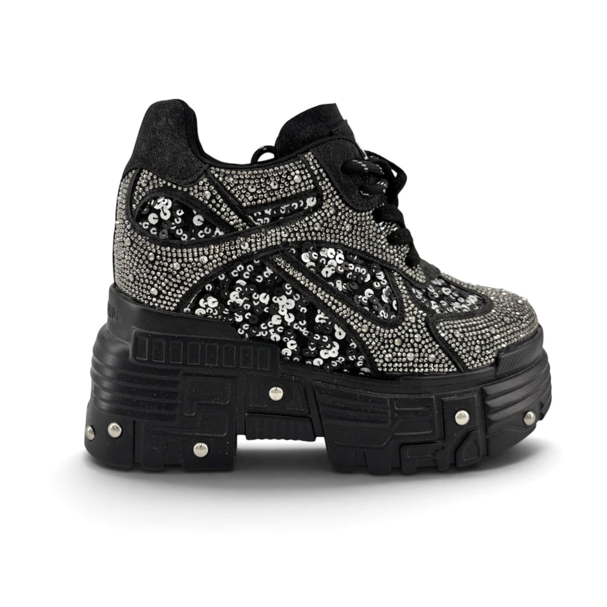 Blackout Glimmer Rhinestone Platform Sneakers