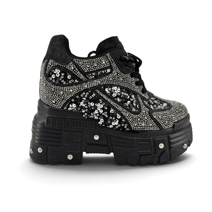 Blackout Glimmer Rhinestone Platform Sneakers