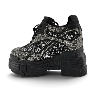 Blackout Glimmer Rhinestone Platform Sneakers