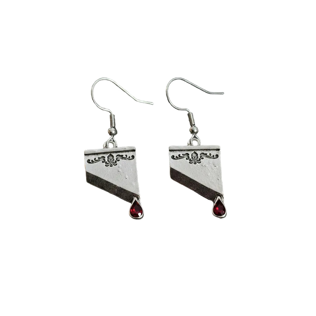 Revolutionary Sentiment Guillotine Blade Earrings