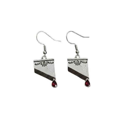 Revolutionary Sentiment Guillotine Blade Earrings