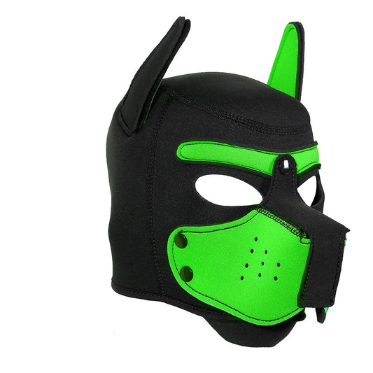 Green Neoprene Puppy Play Hood - Shadow Threadz Crypt