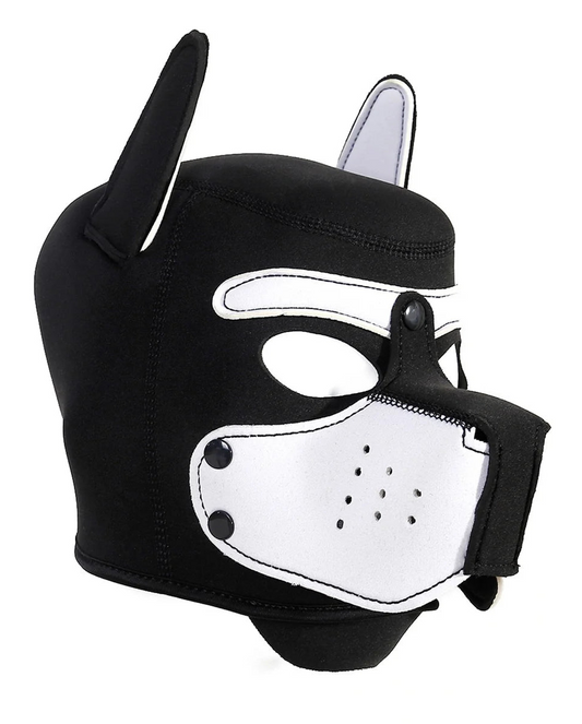 White Neoprene Puppy Play Hood - Shadow Threadz Crypt