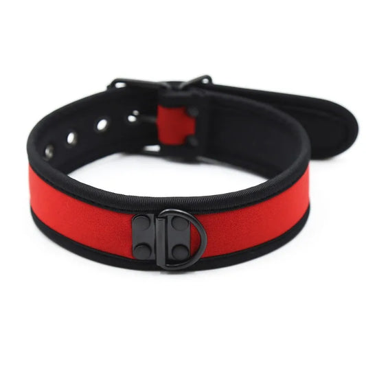 Red Neoprene Puppy Play Collar - Shadow Threadz Crypt