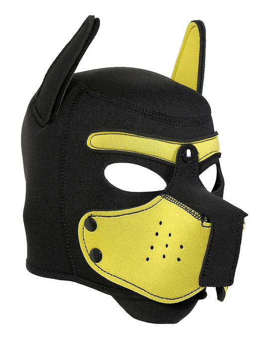 Yellow Neoprene Puppy Play Hood - Shadow Threadz Crypt