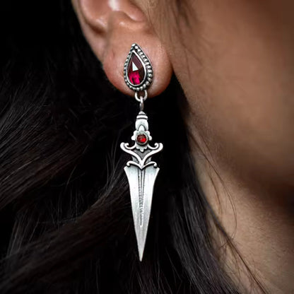 Crimson Oath Blood Drop Dagger Earrings
