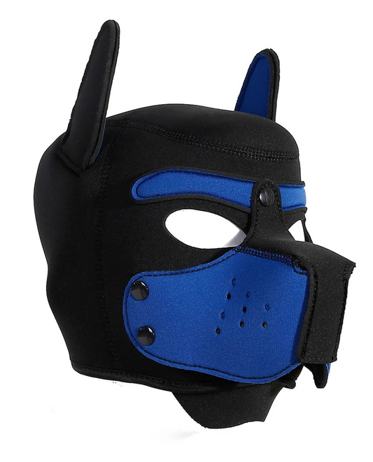 Blue Neoprene Puppy Play Hood - Shadow Threadz Crypt