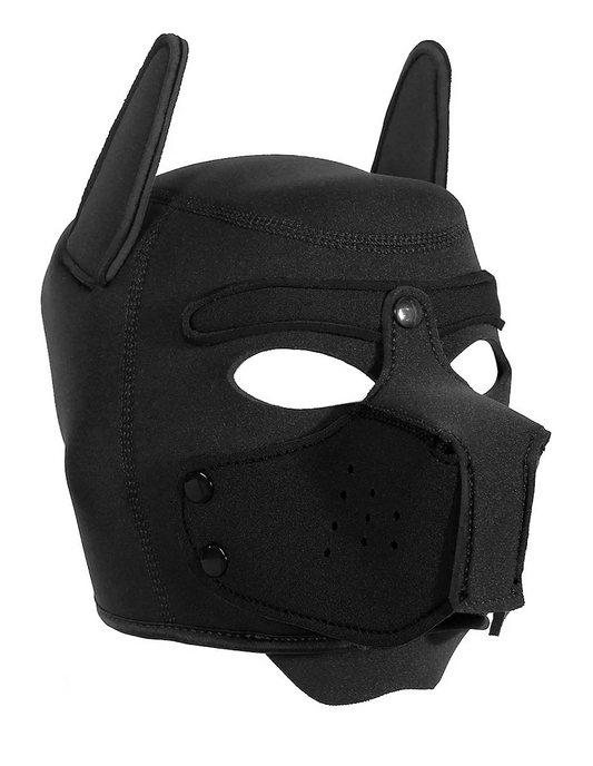 Black Neoprene Puppy Play Hood - Shadow Threadz Crypt
