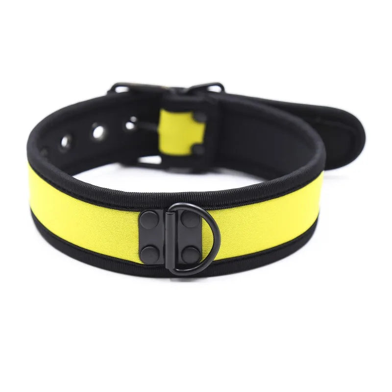 Yellow Neoprene Puppy Play Collar - Shadow Threadz Crypt