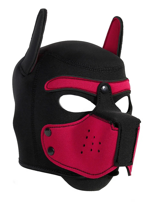 Red Neoprene Puppy Play Hood - Shadow Threadz Crypt