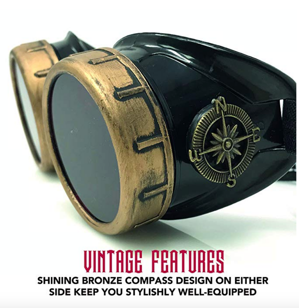 Handmade Steampunk Goggles - Aviator style -  red, purple, green, blue, clear, black lenses
