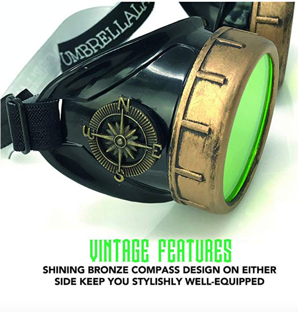 Mad Scientist - Aviator Steampunk Goggles - sky blue, pink, orange, lime green lenses
