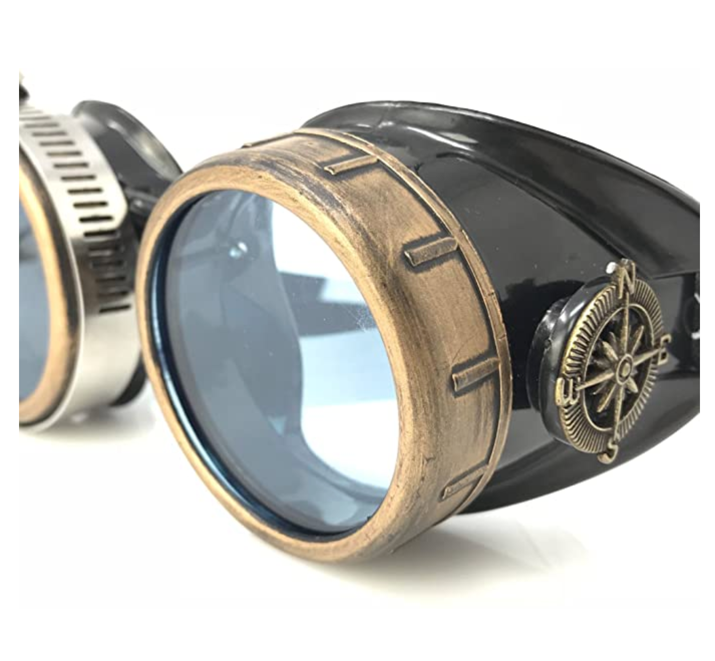 Handmade Steampunk Goggles with Loupe – Diffraction Lenses - neon pink, light blue, lime green, orange, and clear