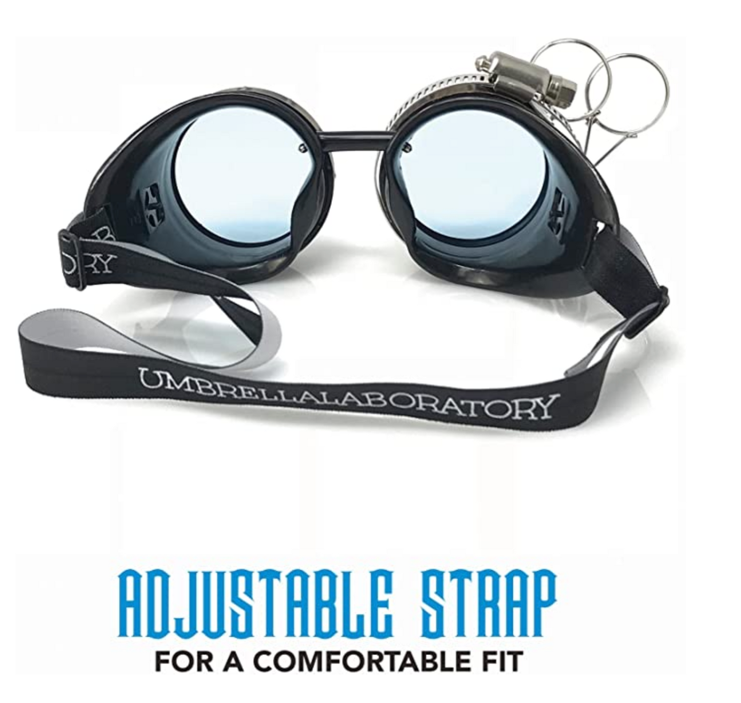 Handmade Steampunk Goggles with Loupe – Diffraction Lenses - neon pink, light blue, lime green, orange, and clear